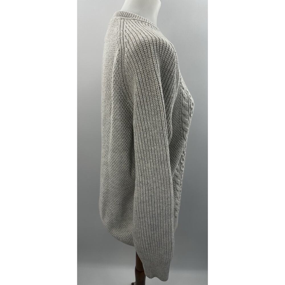 GAP Cable Knit Sweater Medium Gray Crewneck Cotton Wool Blend Cozy - Picture 3 of 6